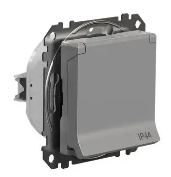 Розетка Schneider Electric Sedna Design & Elements с заземлением шторками и крышкой IP44 алюминий SDD213024 - фото №1 Розетка Schneider Electric Sedna Design & Elements с заземлением шторками и крышкой IP44 алюминий SDD213024 - фото №1