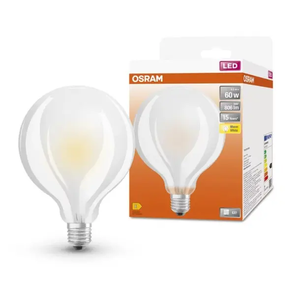 Світлодіодна лампа Osram LED G95 60 6,5Вт/827 GL FR E27 6х1 - фото №2 Світлодіодна лампа Osram LED G95 60 6,5Вт/827 GL FR E27 6х1 - фото №2
