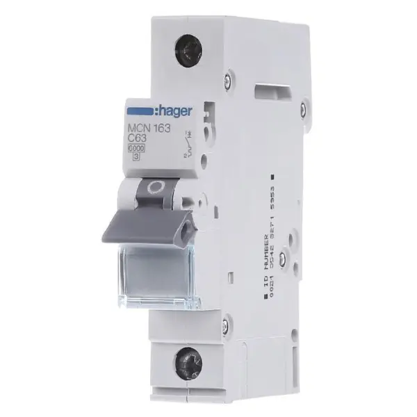 Автоматичний вимикач Hager MCN163 6кА C 63A 1P