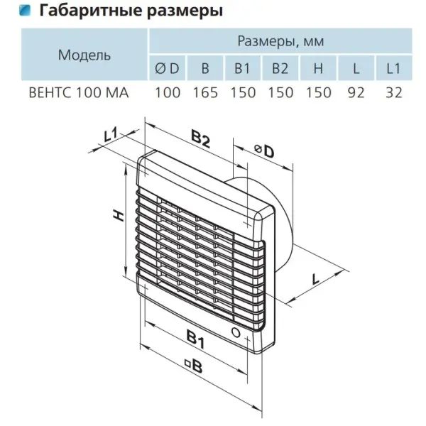 Осевой вентилятор Vents 100 МАТН Л - фото №6