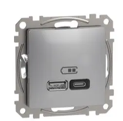 Розетка USB Schneider Electric Sedna Design & Elements A+C 3A 45Вт алюминий SDD113404 Розетка USB Schneider Electric Sedna Design & Elements A+C 3A 45Вт алюминий SDD113404
