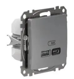 Розетка USB Schneider Electric Sedna Design & Elements A+C 3A 45Вт алюминий SDD113404 - фото №1 Розетка USB Schneider Electric Sedna Design & Elements A+C 3A 45Вт алюминий SDD113404 - фото №1