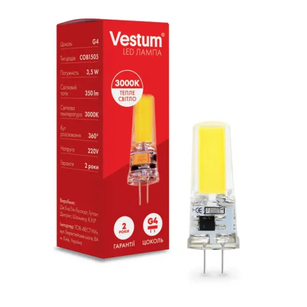 Світлодіодна лампа Vestum 1-VS-8101 G4 3,5Вт 3000K - фото №1