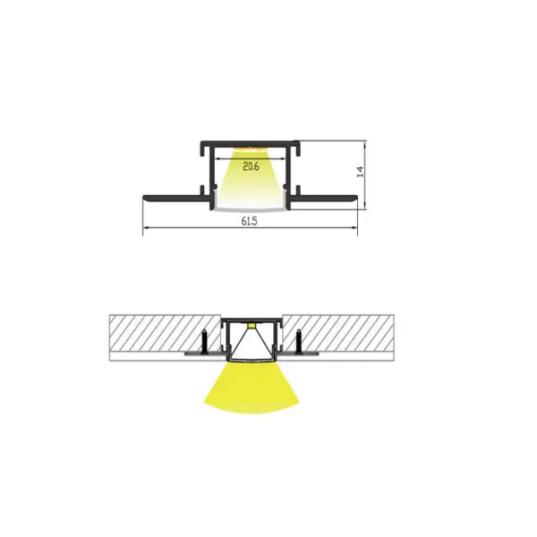 LED-профиль ALUMLED врезной LP6214_2 с рассеивателем, 2 метра - фото №1