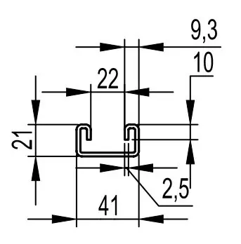 З-подібний профіль DKC BPM2130 41х21 DBM, L 3000, 2,5 мм - фото №1