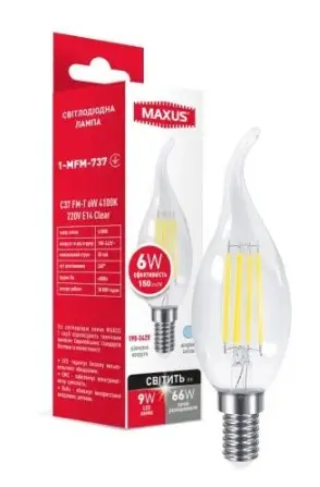 Филаментная лампа Maxus C37 FM-T 220Вт E14 Clear (1-MFM-737) - фото №1