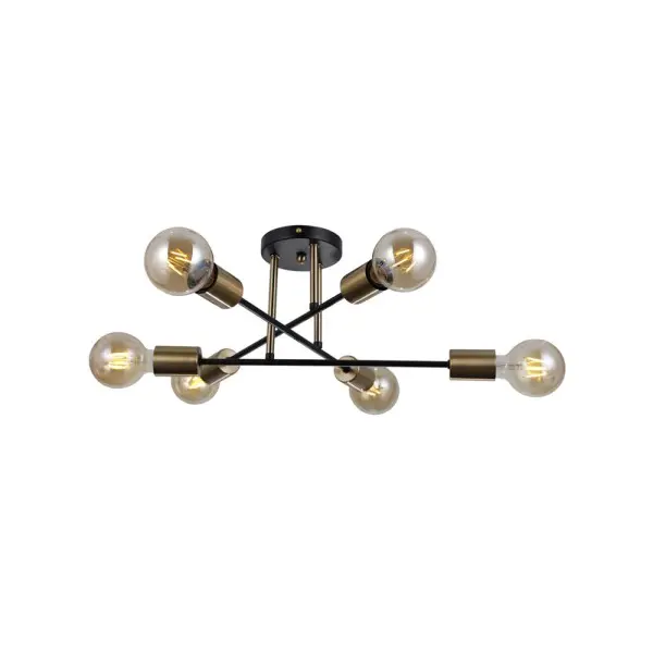 Люстра Italux PND-4052-6-BL-HBR Formio E27 6x40W IP20 латунна - фото №1