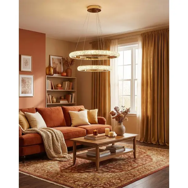 Подвесной светильник, люстра Goldlux 338297 Celestia LED 2x55W 4000K 6900Lm IP20 золотой - фото №1