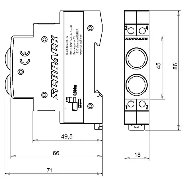 Жовтий модульний LED індикатор Schrack AZ106802 230В AC - фото №1