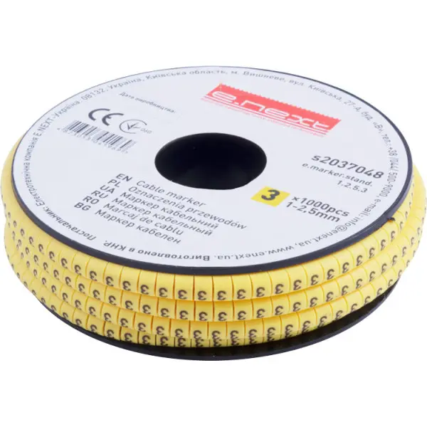 Кабельный маркер E.Next e.marker.stand.1.2.5.3 1-2,5 кв.мм 3 1000шт (s2037048) Кабельный маркер E.Next e.marker.stand.1.2.5.3 1-2,5 кв.мм 3 1000шт (s2037048)
