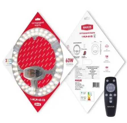 Світлодіодний модуль Maxus Led Module 60Вт 3000/4100/6500 Circle Remote (1-MLM-60-CR) - фото №1 Світлодіодний модуль Maxus Led Module 60Вт 3000/4100/6500 Circle Remote (1-MLM-60-CR) - фото №1