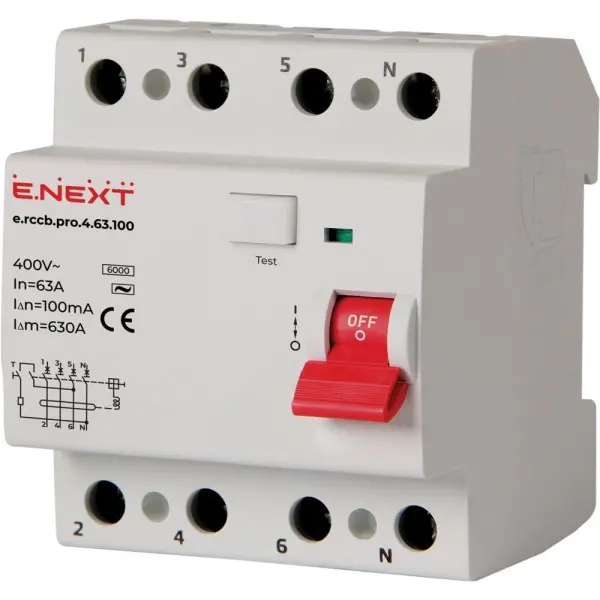 УЗО E.Next e.rccb.pro.4.63.100 3P+N 63А 100мА (p003024)