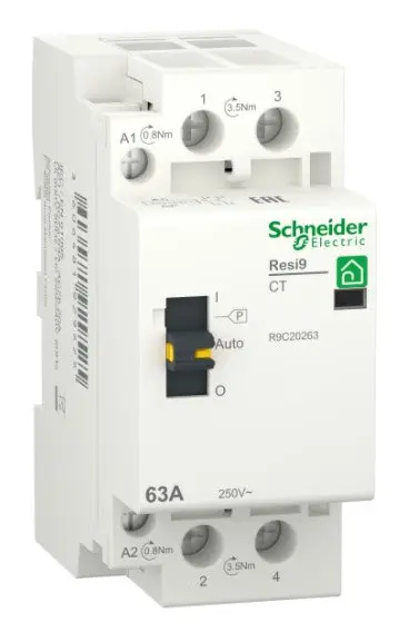 Контактор Schneider Electric R9C20263 RESI9 1P+N 63A 2NO 230В