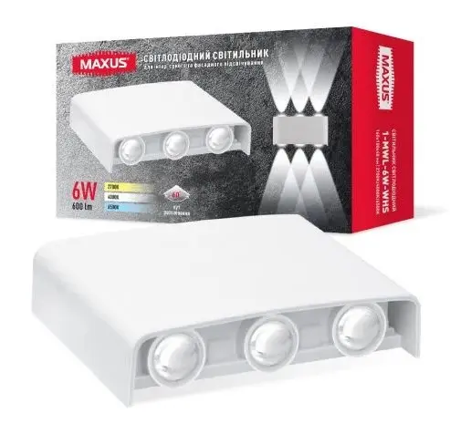 Накладной светильник Maxus MWL 6Вт 3000/4100/6500К IP65 WH Square (1-MWL-6W-WHS) - фото №3