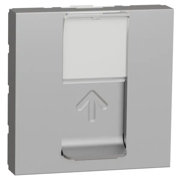 Одинарна комп'ютерна розетка Schneider Electric NU341130 RJ45 cat.5e UTP з полем для напису 2М (алюміній) - фото №1