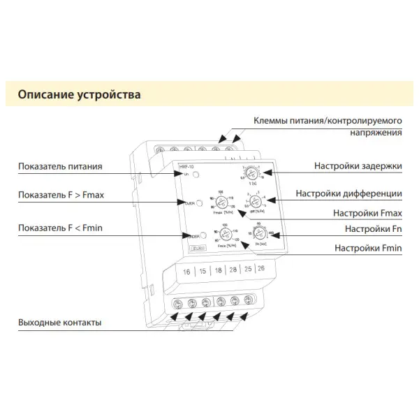 Реле контролю частоти напруги HRF-10 - фото №2