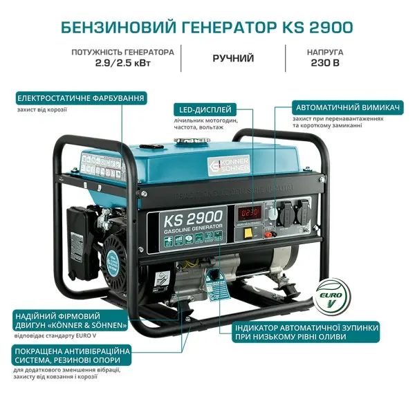 Бензиновий генератор Könner&Söhnen KS 2900 - фото №5
