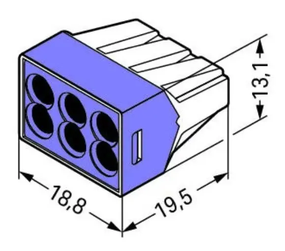 Клемний з'єднувач Wago 773-106 Push Wire® у прозорому корпусі з фіолетовою кришкою - фото №1