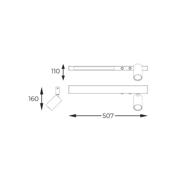 Бра, настінний світильник Zuma Line W230757202 Mannari GU10+LED 1+1x5W+8W 3000K 200Lm IP20 чорний (5905316650619) - фото №2
