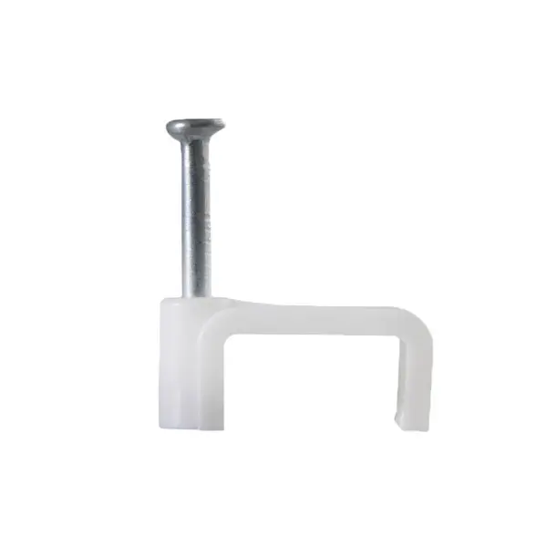 Кабельная скоба Аско-Укрем 7мм плоска белая 100шт (A0150030018)