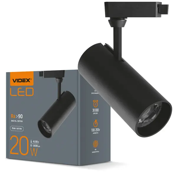 Трековый LED светильник Videx 20Вт 4100K (VL-TR04-204B) черный - фото №4