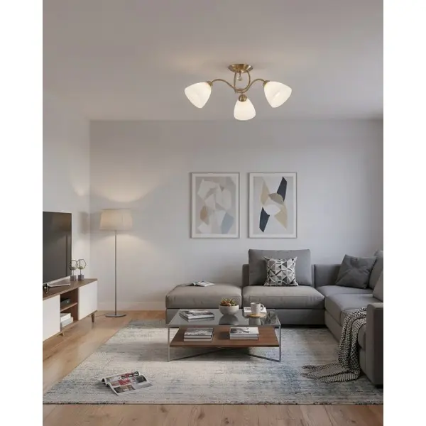 Люстра Italux PND-5643-3-HBR Lugano E27 3x40W IP20 латунна - фото №3