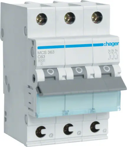 Автоматический выключатель Hager MCS363 QC 6кА C 63A 3P
