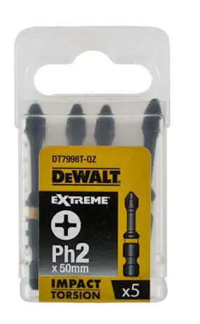 Ударные биты DeWALT Impact torsion extreme PH2х50мм (5шт) - фото №1