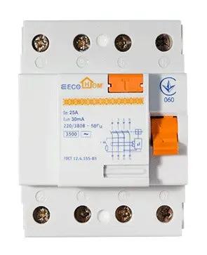 Пристрій захисного відключення ECOHOME 3P+N 25A/30мА - фото №1