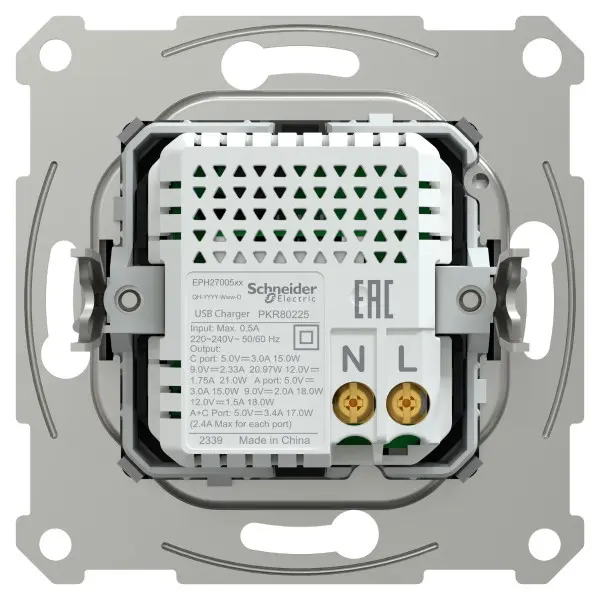 USB розетка Schneider Electric Asfora EPH2700571 тип A+C, 21Вт 3A антрацит - фото №4 USB розетка Schneider Electric Asfora EPH2700571 тип A+C, 21Вт 3A антрацит - фото №4