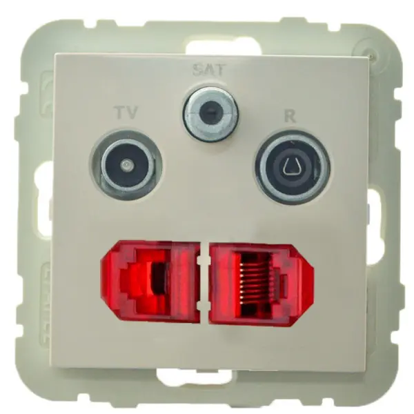 Розетка Logus 21546 TMF R-TV-SAT-2xRJ45 (Cat.6) (бежевый) Розетка Logus 21546 TMF R-TV-SAT-2xRJ45 (Cat.6) (бежевый)