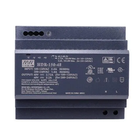 Блок живлення Mean Well на DIN-рейку 153.6W DC48V (HDR-150-48) Блок живлення Mean Well на DIN-рейку 153.6W DC48V (HDR-150-48)