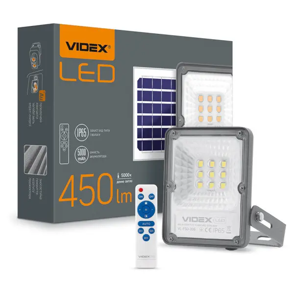 Автономный LED прожектор Videx 10Вт 5000K (VL-FSO-205) - фото №1