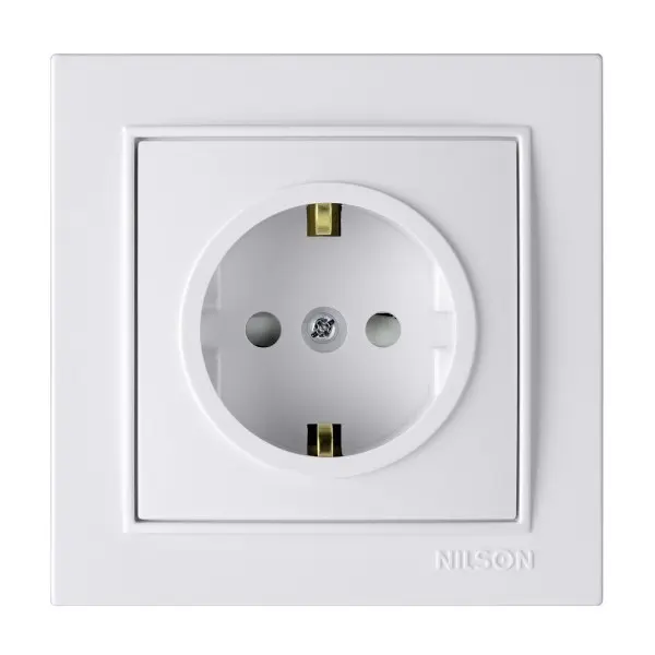 Розетка Nilson Thor біла 1-на з заземленням з шторкою ( 27111019 )