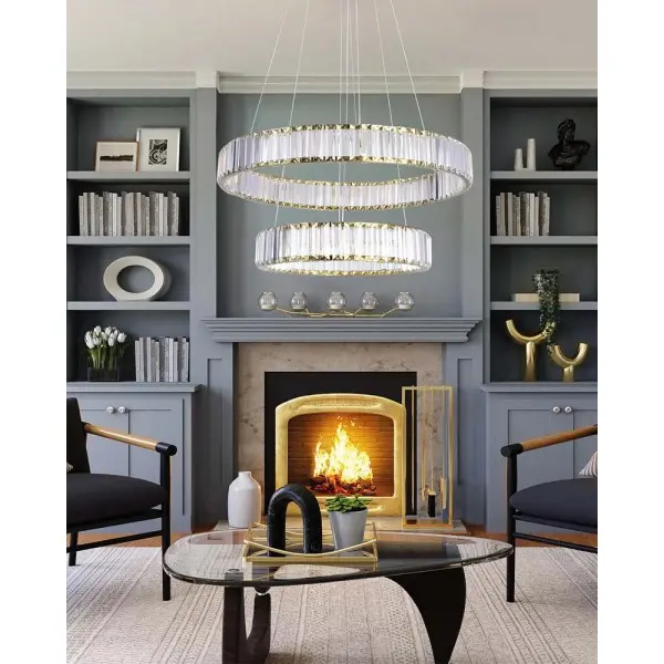 Люстра Goldlux 338266 Cristalia LED 2x43W 4000K 6400Lm IP20 золота - фото №1