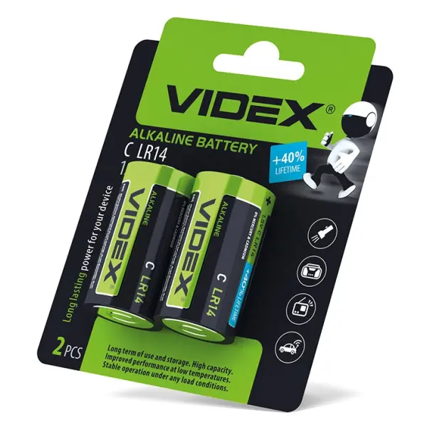 Щелочная батарейка Videx LR14 C (LR14/C 2pcs BC) 2 шт