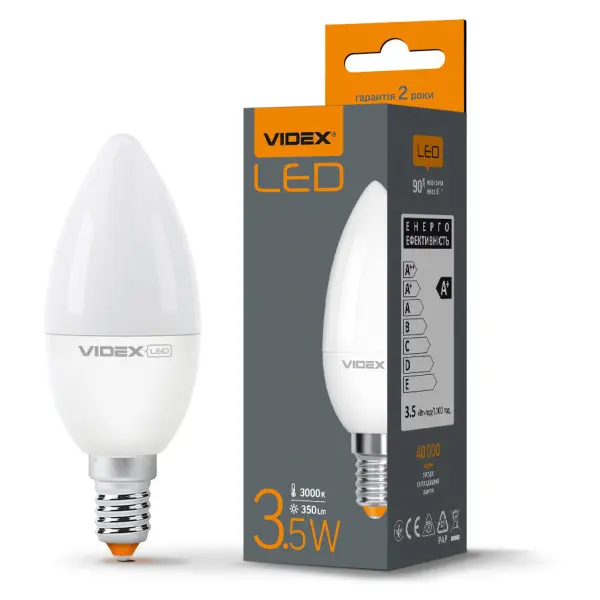 Світлодіодна лампа Videx C37e E14 3,5Вт 3000K (VL-C37e-35143) - фото №2