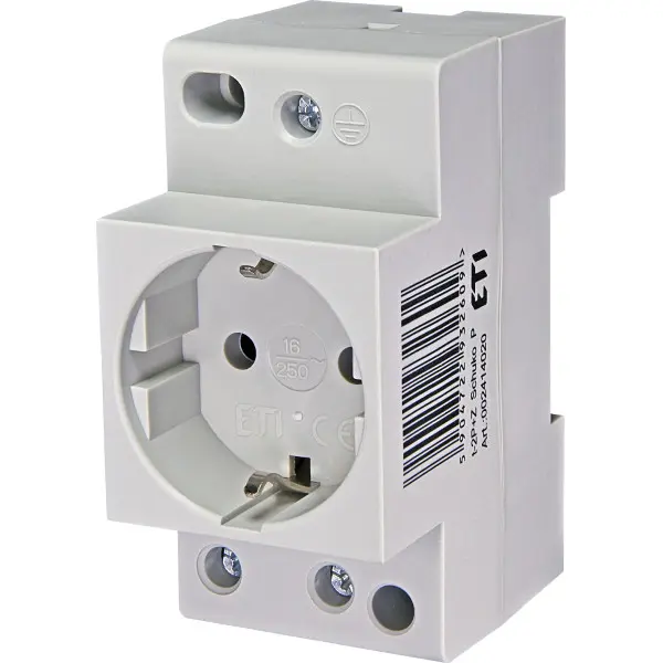 Розетка на DIN-рейку ETI 002414020 t-2P+Z Schuko (P) Розетка на DIN-рейку ETI 002414020 t-2P+Z Schuko (P)