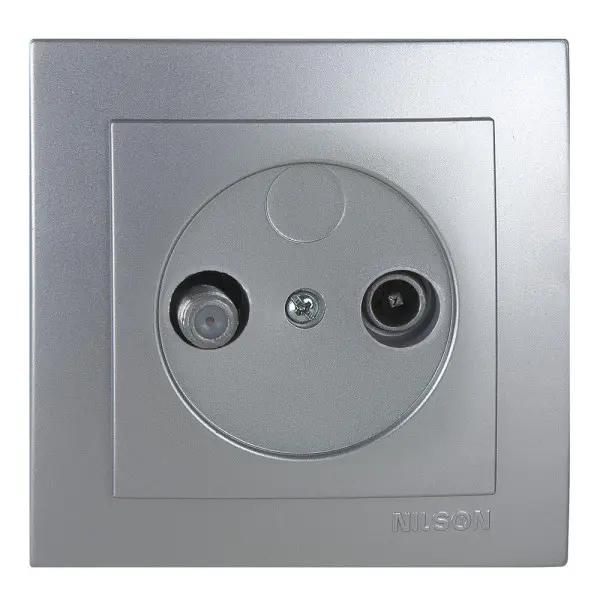 Розетка Nilson Touran серебро TV-SAT проходная ( 24131036 )