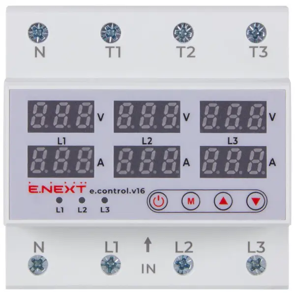 Реле контроля фаз E.Next e.control.v16 63А 3 NO с индикацией (p0690026) - фото №1