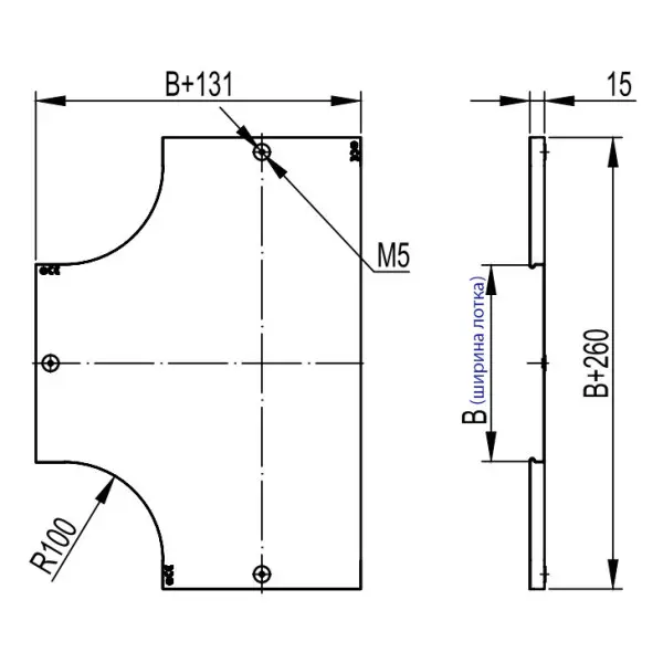 Крышка DKC DPT на ответвитель Т-образный горизонтальный 80 - фото №1