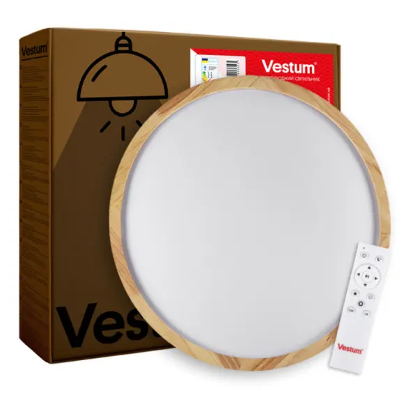 Матовий світильник Vestum WOOD 60Вт 375x60мм 3000К-6500К акація - фото №2