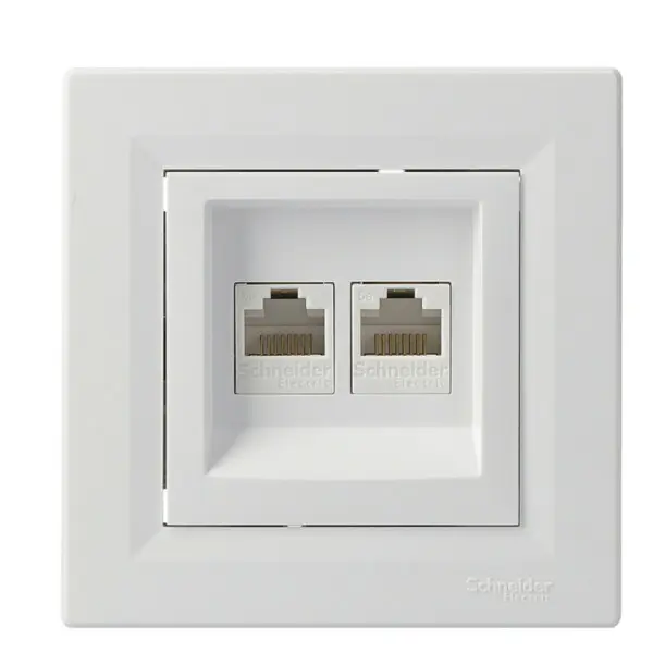 Розетка комп'ютерна RJ45 кат.5е UTP подвійна біла Asfora, EPH4400121 Розетка комп'ютерна RJ45 кат.5е UTP подвійна біла Asfora, EPH4400121