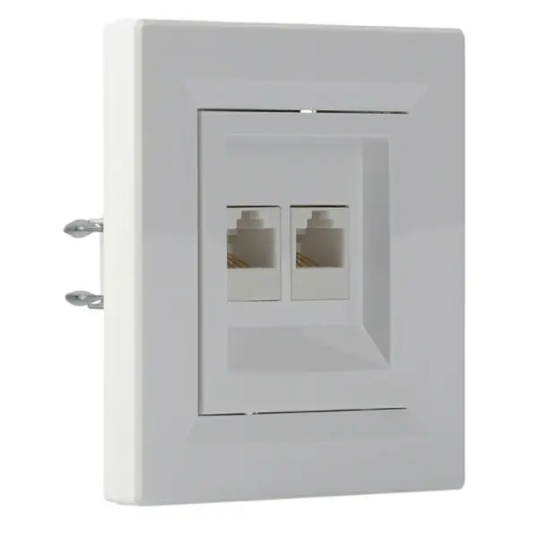 Розетка комп'ютерна RJ45 кат.5е UTP подвійна біла Asfora, EPH4400121 - фото №1 Розетка комп'ютерна RJ45 кат.5е UTP подвійна біла Asfora, EPH4400121 - фото №1