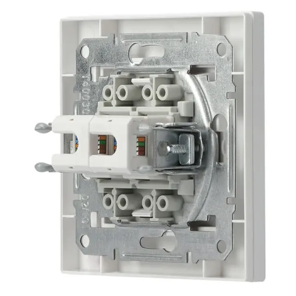 Розетка комп'ютерна RJ45 кат.5е UTP подвійна біла Asfora, EPH4400121 - фото №3 Розетка комп'ютерна RJ45 кат.5е UTP подвійна біла Asfora, EPH4400121 - фото №3