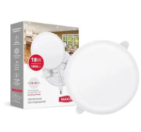 Круглий врізний світильник Maxus SP Adjustable 18Вт 4100K (1-MSP-1841-CA) - фото №2 Круглий врізний світильник Maxus SP Adjustable 18Вт 4100K (1-MSP-1841-CA) - фото №2