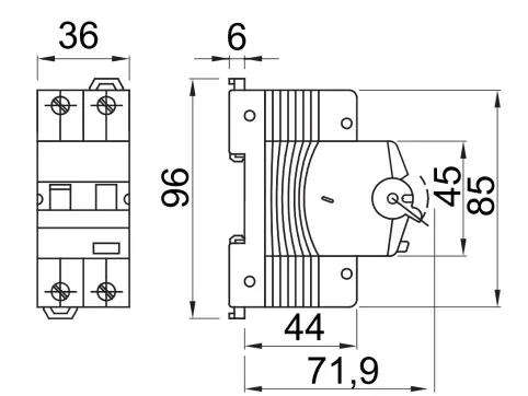 Диференціальний автомат GEWISS COMPACT RCBO 1P+N C6 6kA AC/0.03 2M (GW94105) - фото №1