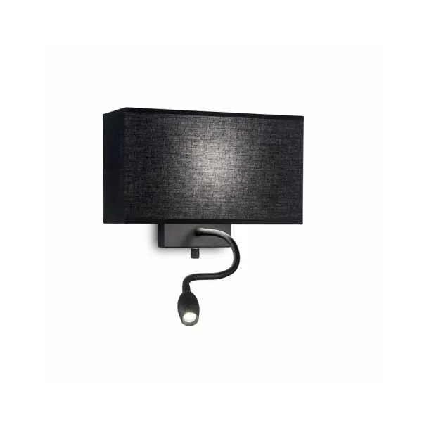 Бра, настінний світильник Ideal Lux Hotel ap2 all black 215709 Бра, настінний світильник Ideal Lux Hotel ap2 all black 215709