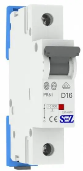 Однополюсный автомат SEZ 61 D 16А (PR61D16А) Однополюсный автомат SEZ 61 D 16А (PR61D16А)