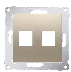 Пряма інформаційна розетка Kontakt Simon Simon 54 Premium DKP2.01/44 під 2xRJ45 Keystone із супортом (золото)